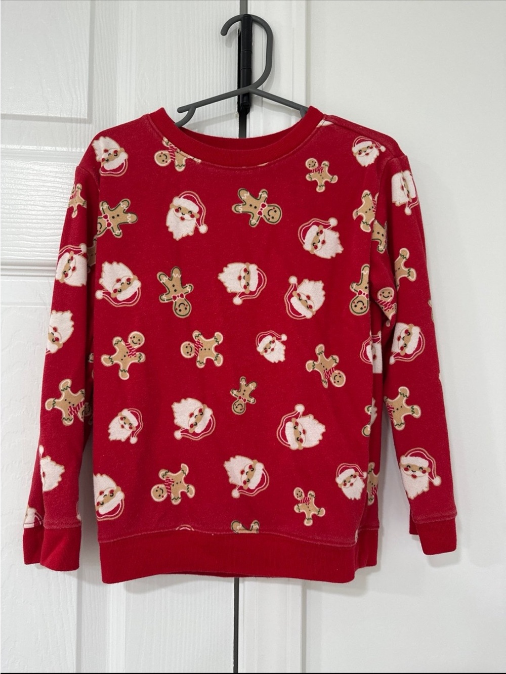 Holiday Time Red Christmas Santa & Gingerbread Kids Sweatshirt